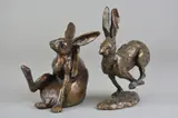 'Running Hare', a bronze sculpture of a Hare, signed to the base, height by Paul Jenkins, bronze, sold Apr 2018