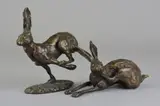 'Running Hare', a bronze sculpture of a Hare, signed to the base, height by Paul Jenkins, bronze, sold Apr 2018