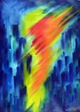 an original abstract oil on canvas, signed by the artist, previously mounted as a by M.xavier Raj, oil on canvas, sold Mar 2018