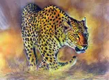 'LEOPARD', an original pastel drawing signed by the artist, mounted and framed, by Lee Vincent, pastel, sold Mar 2018