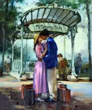 'THE KISS', a limited edition print 2/295, signed and numbered in pencil, by Raymond Leech, print, sold Mar 2018