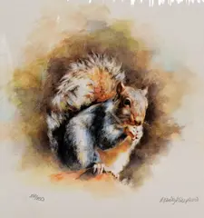 'GRAY SQUIRREL', a limited edition print 412/750, signed and numbered in pencil, by Mandy Shepherd, print, sold Mar 2018