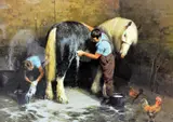 'SHAMPOO TIME', a limited edition print 403/850, signed in pencil, mounted, by David Shepherd, print, sold Mar 2018