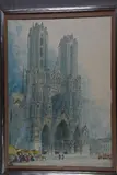 Market Day in the shadow of a cathedral, mixed media, signed lower by Paul Braddon, mixed media, sold Mar 2018