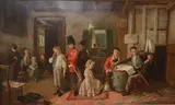 'The Court Martial', children playing a game in a cottage by Charles Hunt, 1872, oil on canvas, sold Mar 2018