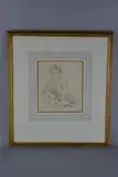 R.A (BRITISH 1878-1961), Woman with her arms around a sleepy child, brown ink on paper by Augustus Edwin John O.M., ink on paper, sold Mar 2018