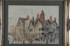 Town scene with figures, a watercolour, signed lower right, by Paul Braddon, watercolour, sold Mar 2018