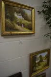 CHILDREN PICKING FLOWERS BY A WOODLAND COTTAGE and the pair flying a kite by the river, a pair oils on canvas by Les Parsons, oil, sold Mar 2018