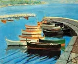 A STUDY OF BOATS, a limited edition print 180/750 facsimile signature and publisher blind stamp, unmounted, unframed, 51cm x 42cm by Winston Churchill, print, sold Mar 2018