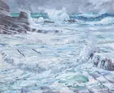 Full Gale Signed Oil by Ian MacInnes, Oil on canvas board, sold Jun 2017