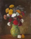 Still life of dahlias in a vase Signed Oil by Camille Matisse, Oil on canvas, sold Jun 2017