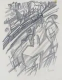 The Viaduct, 1916 Signed Graphite 29 x 22.25cm Provenance: The Mercury Gallery, London, March 14th, 1968 J by George Grosz, Graphite, sold Jun 2017