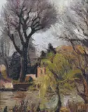 View of a garden, Henley on Thames Signed Oil on canvas 51 x 41cm Provenance: Guildford Galleries, Surrey Condition report: Good condition by Ronald Ossory Dunlop, Oil on canvas, sold Jun 2017