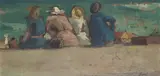 On the harbour wall Signed Oil by Charles Bush, Oil on panel, sold Jun 2017
