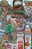 Self portrait wearing a hat with still life of a clock by John Bratby, Oil on canvas, sold Jun 2017