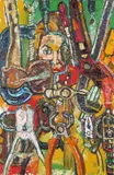 Still life of tools with a portrait Signed by John Bratby, Oil on canvas, sold Jun 2017