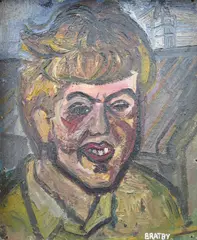 Portrait of Martin Chapman Signed by John Bratby, 1952, Oil on board, sold Jun 2017
