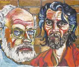 Self portrait with John Bratby RA by George Shirlaw, 1974, Oil on canvas, unframed, sold Jun 2017