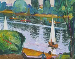 Skulls and sails Signed Oil by Hugh Verschoyle Cronyn, Oil on canvas, sold Jun 2017