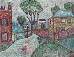 Lane at Greenwich by John Christopherson, oil on board, sold Jun 2017