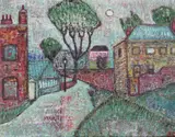 Lane at Greenwich by John Christopherson, oil on board, sold Jun 2017