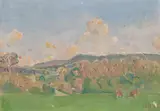 West Burton Sunset Signed with initials Oil by Rodney Joseph Burn, Oil on canvas, sold Jun 2017