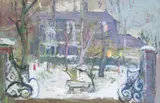Snow Garden Signed with a monogram Oil by Margaret Thomas Neac, Oil on canvas, sold Jun 2017