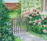 Wyndham House Garden Signed Oil on paper or card 30.5 x 40.5cm Provenance: CGA Galleries, London, PTR/85 Condition report: Good condition by Michael W. Potter, Oil on paper or card, offered Jun 2017