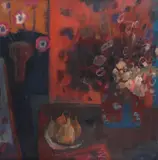 Still life with Honesty Signed Oil on board 50 x 50cm Exhibition: Solstice Gallery, Edinburgh, Christmas 1991 Condition report: Good condition by Joan Renton, Oil on board, sold Jun 2017