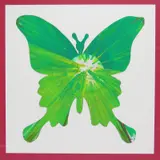 Butterfly spin painting Printed signature and artist's address label verso by Damien Hirst, Acrylic on paper, sold Jun 2017