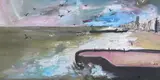 Storm Terror, Brighton Beach Signed with initials and dated 92, also signed, titled Storm Terror and dated 1992 verso Oil on canvas 41 x 76cm by Michael Wishart, 1992, Oil on canvas, sold Jun 2017