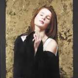 Icon No by Gerard M. Burns, Oil and gold leaf on canvas, offered Jun 2017