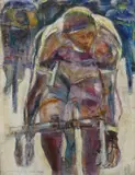 Cyclists Signed, titled Prades and dated 2009 Oil on board 51 x 41cm Condition report: Good condition by Robert Kenny Smith, 2009, Oil on board, sold Jun 2017