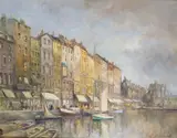 French city views Two, both signed Both oil on board Each 41 x 51cm (2) Condition report: Both one or two minor blemishes, good condition by M.J. Rendell, oil on board, sold Jun 2017