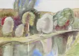 Willows in the Wind Signed and dated '32 Watercolour and bodycolour by Frank Dobson, Watercolour and bodycolour with black chalk and pencil, sold Jun 2017