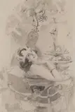 Lively figures at a banquet Two by Laura Knight, pencil and grey, sold Jun 2017