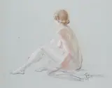 A seated nude by Ray Howard-Jones, pencil and chalk, sold Jun 2017