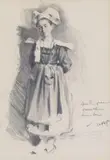 A little Breton Girl Signed with initials and inscribed Pencil 20.5 x 14cm Condition report: Paper a little discoloured, a little mount-staining, good condition by William Russell Flint, Pencil, sold Jun 2017