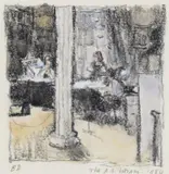 The Royal Academy Library Signed with initials by Bernard Dunstan, 1984, Watercolour over charcoal, sold Jun 2017