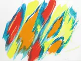 Red Green Yellow Signed and dated 1966 Watercolour and gouache 48.5 x 64cm by William Gear, 1966, Watercolour and gouache, sold Jun 2017