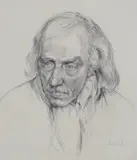 Portrait study of an elderly gentleman with long hair Signed Black and red chalk 29 x 25cm Condition report: One or two minor blemishes, good condition by Henry Lamb, drawing, sold Jun 2017