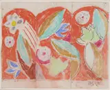 Stained glass design Signed with initials and dated 70 by Duncan Grant, Pencil and pastel, sold Jun 2017
