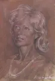Portrait of a lady Signed and dated 83 Coloured chalk on buff paper, unframed 51 x 34.5cm by Vasco Lazzolo, drawing, offered Jun 2017