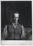 Portrait of Henry Rushbury Signed and inscribed Henry by Gerald Brockhurst, 1930, Etching, sold Jun 2017