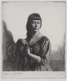 La Tresse Signed by Gerald Brockhurst, 1926, Etching, sold Jun 2017