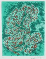 Green abstract by André Masson, Lithograph and etching, sold Jun 2017