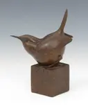 Wren on a cube by Geoffrey Dashwood, bronze, sold Jun 2017
