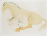 Lying down horse Signed and dated 71 Watercolour with by Elisabeth Frink, Watercolour with pencil, offered Jun 2017