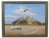 Planes in Sicily acrylic by Alec Macdonald GAvA, acrylic on canvas, offered Mar 2017