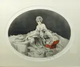 Love Letters, 1926 drypoint and etching in colours, on paper, framed signed and numbered in pencil, blind stamp 47cm by Louis Icart, etching, offered Mar 2017